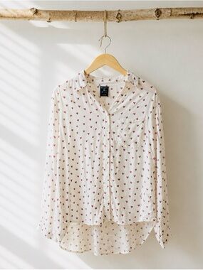 George White Heart-Print Button-Down Shirt